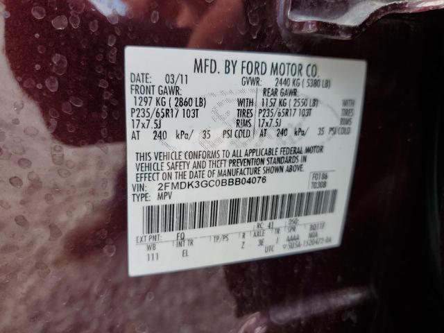Photo 14 from auction – 2011 FORD EDGE SE with VIN 2FMDK3GC0BBB04076
