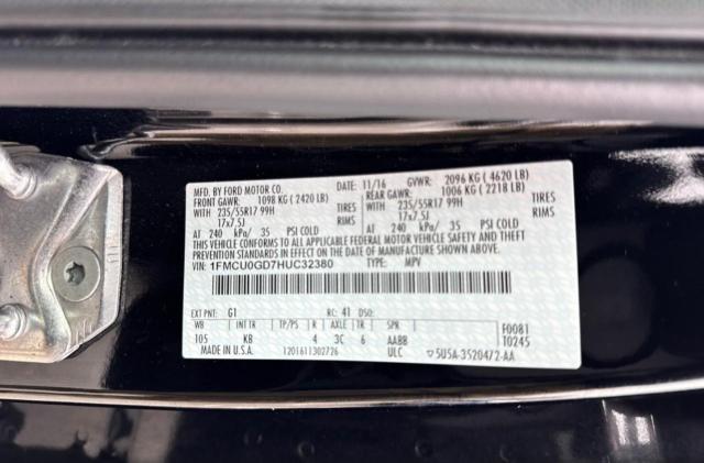 Photo 10 from auction – 2017 FORD ESCAPE SE with VIN 1FMCU0GD7HUC32380