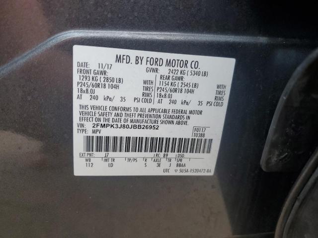 Photo 14 from auction – 2018 FORD EDGE SEL with VIN 2FMPK3J80JBB26952