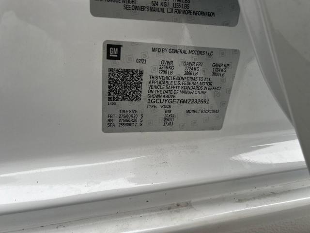 Photo 10 from auction – 2021 CHEVROLET SILVERADO with VIN 1GCUYGET6MZ232691