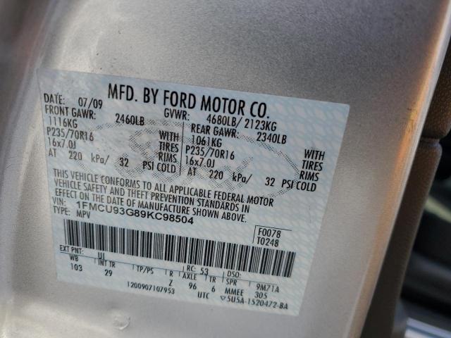 Photo 14 from auction – 2009 FORD ESCAPE XLT with VIN 1FMCU93G89KC98504