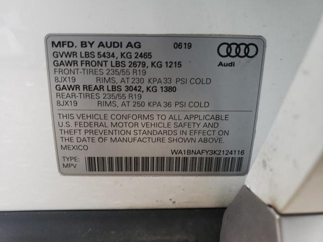 Photo 14 from auction – 2019 AUDI Q5 PREMIUM with VIN WA1BNAFY3K2124116