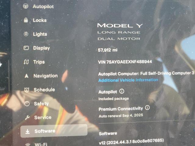 Photo 9 from auction – 2022 TESLA MODEL Y with VIN 7SAYGAEEXNF488944
