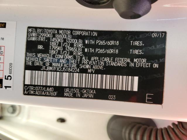Photo 14 from auction – 2018 LEXUS GX 460 with VIN JTJBM7FX2J5184224