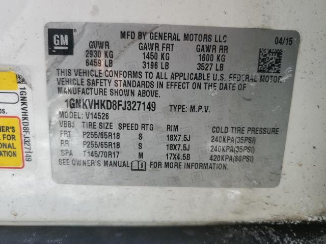 Photo 14 from auction – 2015 CHEVROLET TRAVERSE L with VIN 1GNKVHKD8FJ327149