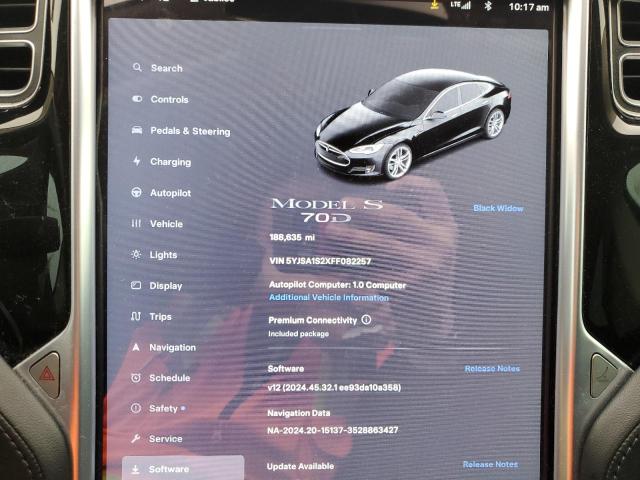 Photo 9 from auction – 2015 TESLA MODEL S 70 with VIN 5YJSA1S2XFF082257