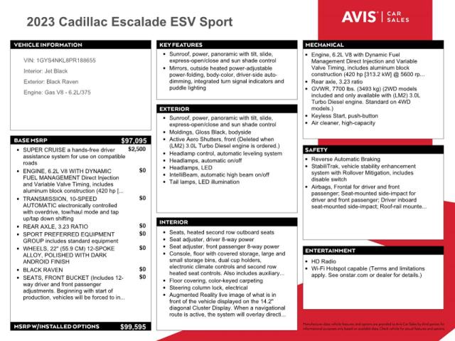 Photo 13 from auction – 2023 CADILLAC ESCALADE E with VIN 1GYS4NKL8PR188655