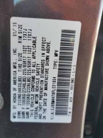Photo 14 from auction – 2015 HONDA CR-V EXL with VIN 5J6RM4H76FL031954