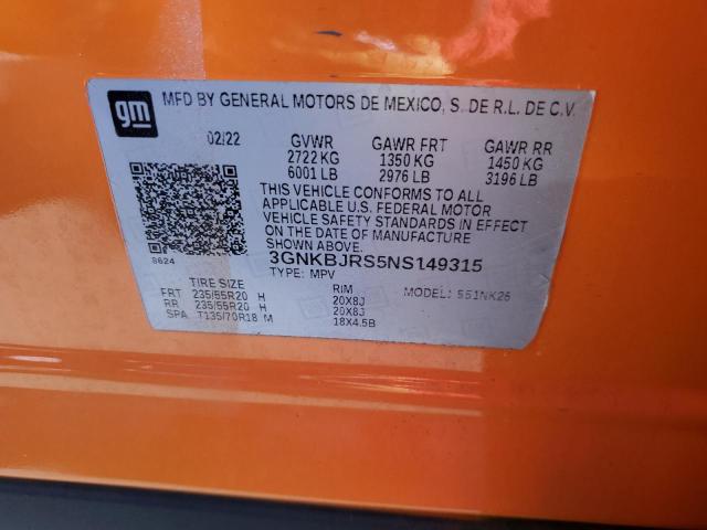Photo 14 from auction – 2022 CHEVROLET BLAZER 3LT with VIN 3GNKBJRS5NS149315