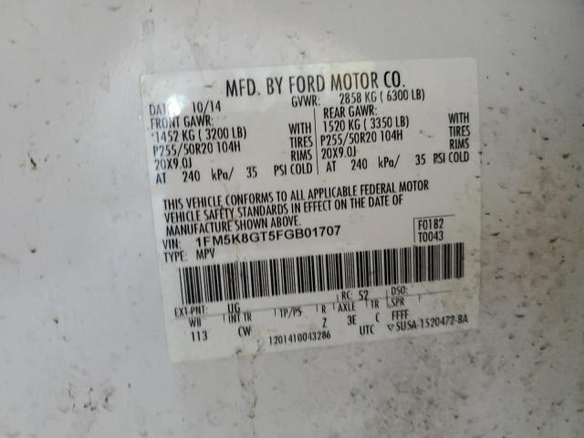 Photo 14 from auction – 2015 FORD EXPLORER S with VIN 1FM5K8GT5FGB01707