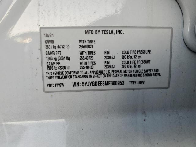 Photo 14 from auction – 2021 TESLA MODEL Y with VIN 5YJYGDEE8MF300953