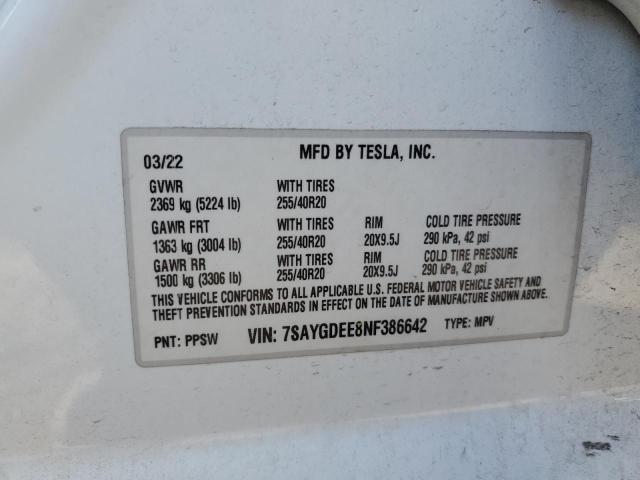 Photo 14 from auction – 2022 TESLA MODEL Y with VIN 7SAYGDEE8NF386642
