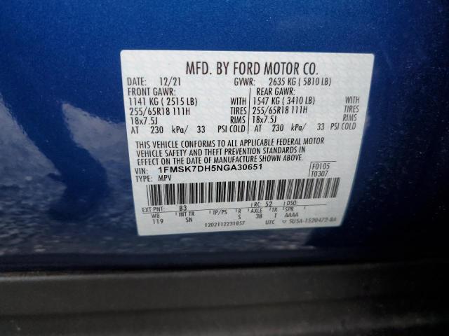 Photo 14 from auction – 2022 FORD EXPLORER X with VIN 1FMSK7DH5NGA30651