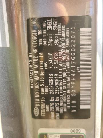 Photo 14 from auction – 2016 KIA SORENTO EX with VIN 5XYPH4A17GG022071