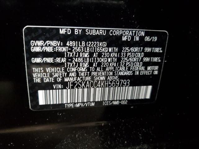 Photo 14 from auction – 2019 SUBARU FORESTER with VIN JF2SKACC4KH569793
