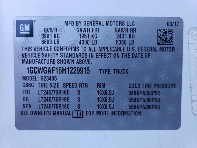 Photo 14 from auction – 2017 CHEVROLET EXPRESS G2 with VIN 1GCWGAF16H1229915
