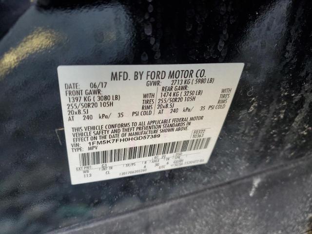 Photo 14 from auction – 2017 FORD EXPLORER L with VIN 1FM5K7FH0HGD57389