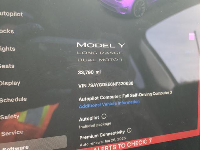 Photo 9 from auction – 2022 TESLA MODEL Y with VIN 7SAYGDEE6NF320638