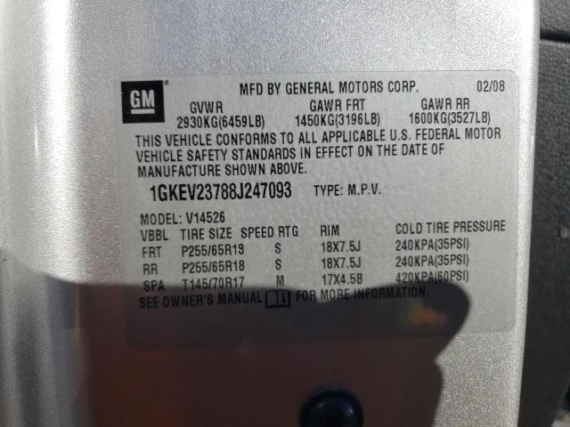 Photo 14 from auction – 2008 GMC ACADIA SLT with VIN 1GKEV23788J247093