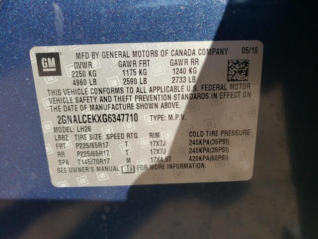 Photo 14 from auction – 2016 CHEVROLET EQUINOX LT with VIN 2GNALCEKXG6347710