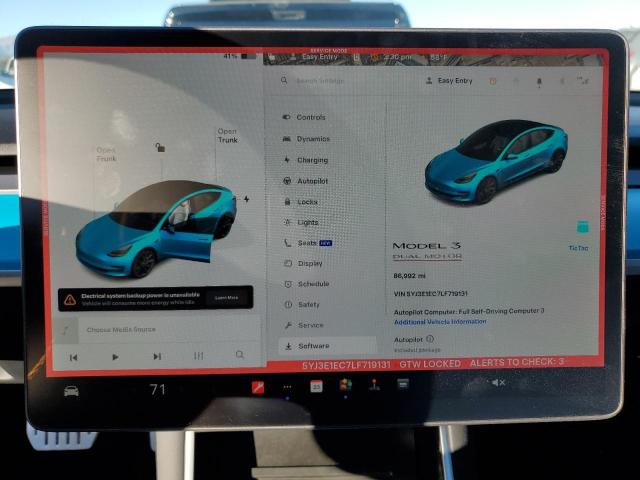 Photo 9 from auction – 2020 TESLA MODEL 3 with VIN 5YJ3E1EC7LF719131
