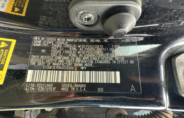 Photo 10 from auction – 2010 TOYOTA HIGHLANDER with VIN 5TDDK3EH9AS026946