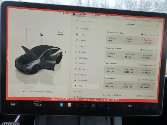 Photo 9 from auction – 2023 TESLA MODEL Y with VIN 7SAYGDEE8PA043653