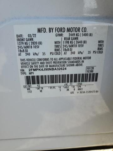 Photo 14 from auction – 2022 FORD EDGE SEL with VIN 2FMPK4J90NBA32624