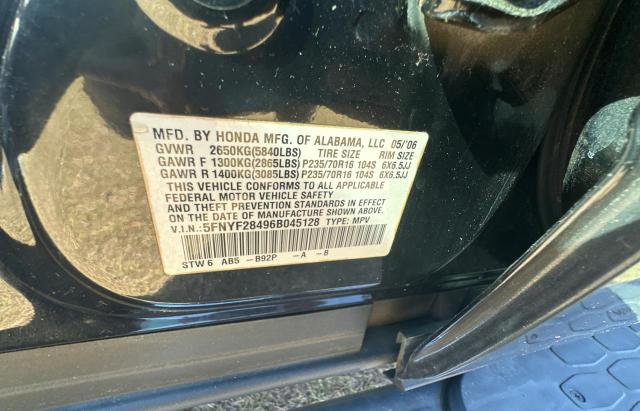 Photo 10 from auction – 2006 HONDA PILOT EX with VIN 5FNYF28496B045128
