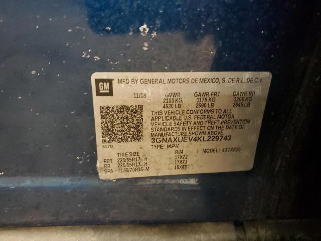 Photo 14 from auction – 2019 CHEVROLET EQUINOX LT with VIN 3GNAXUEV4KL229743