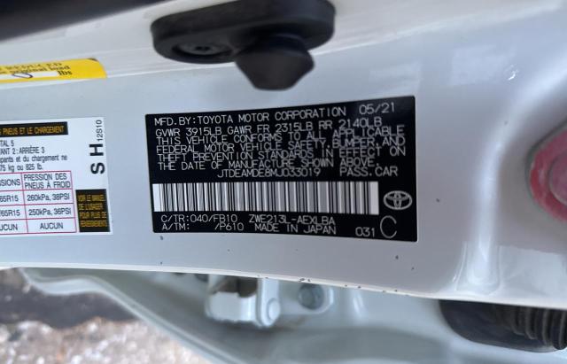 Photo 10 from auction – 2021 TOYOTA COROLLA LE with VIN JTDEAMDE8MJ033019