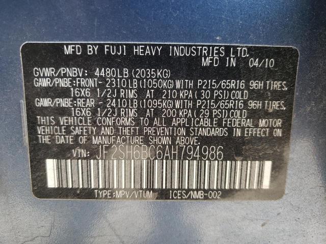 Photo 14 from auction – 2010 SUBARU FORESTER X with VIN JF2SH6BC6AH794986