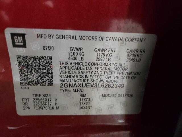 Photo 14 from auction – 2020 CHEVROLET EQUINOX LT with VIN 2GNAXUEV3L6262349