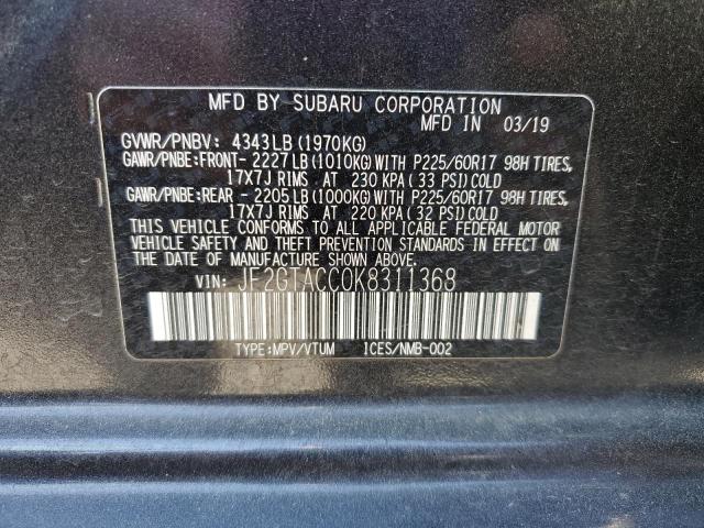 Photo 14 from auction – 2019 SUBARU CROSSTREK with VIN JF2GTACC0K8311368