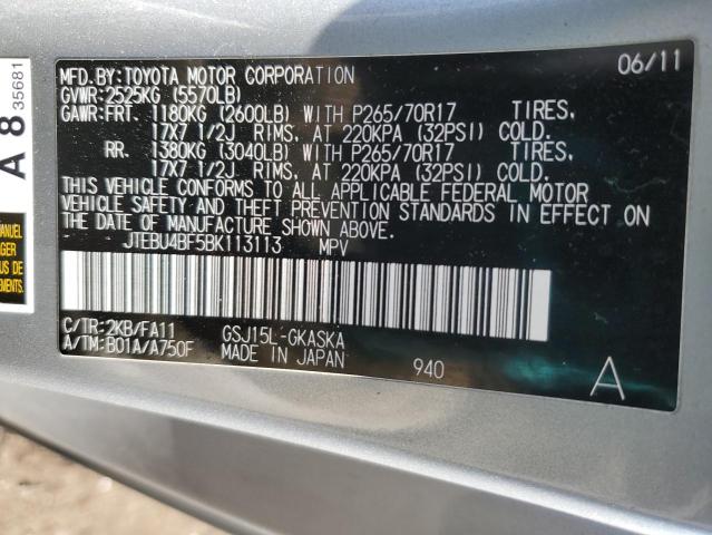 Photo 14 from auction – 2011 TOYOTA FJ CRUISER with VIN JTEBU4BF5BK113113