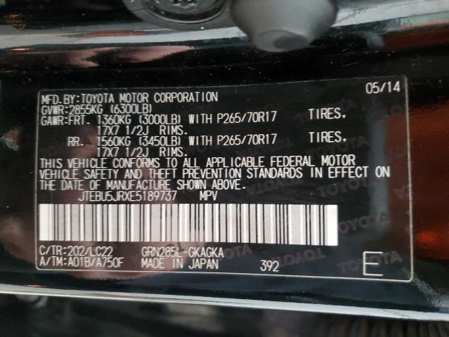 Photo 14 from auction – 2014 TOYOTA 4RUNNER SR with VIN JTEBU5JRXE5189737