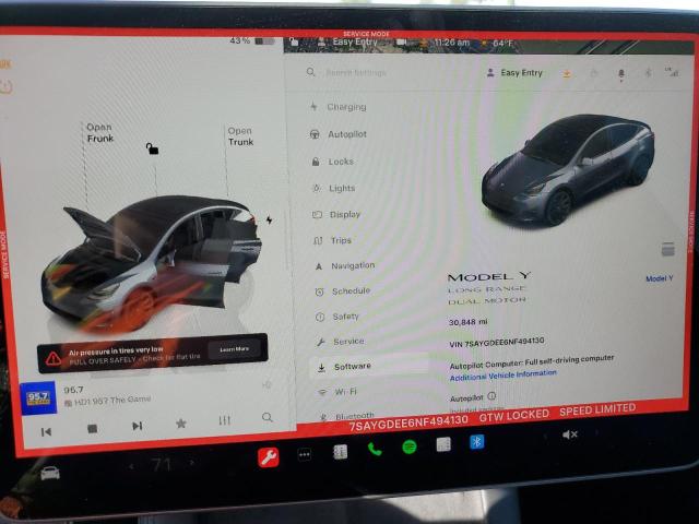 Photo 9 from auction – 2022 TESLA MODEL Y with VIN 7SAYGDEE6NF494130