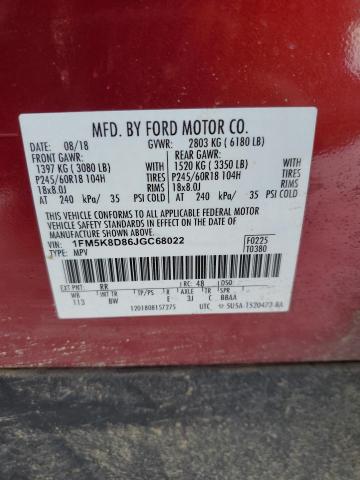 Photo 14 from auction – 2018 FORD EXPLORER X with VIN 1FM5K8D86JGC68022