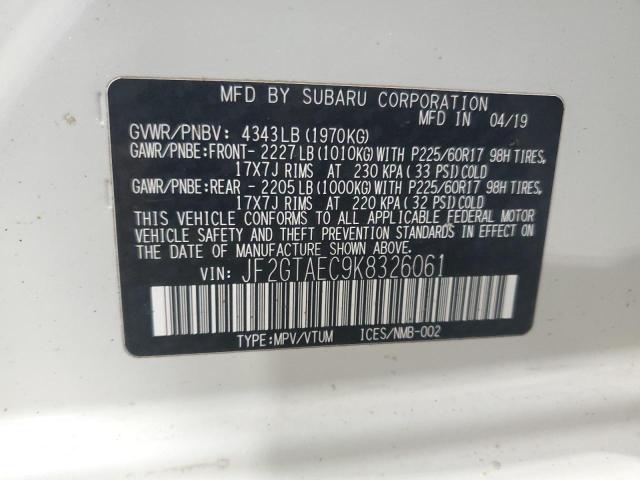 Photo 14 from auction – 2019 SUBARU CROSSTREK with VIN JF2GTAEC9K8326061