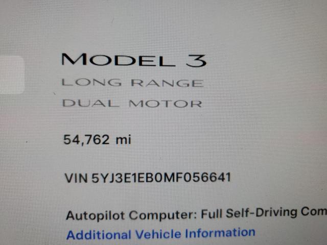 Photo 9 from auction – 2021 TESLA MODEL 3 with VIN 5YJ3E1EB0MF056641
