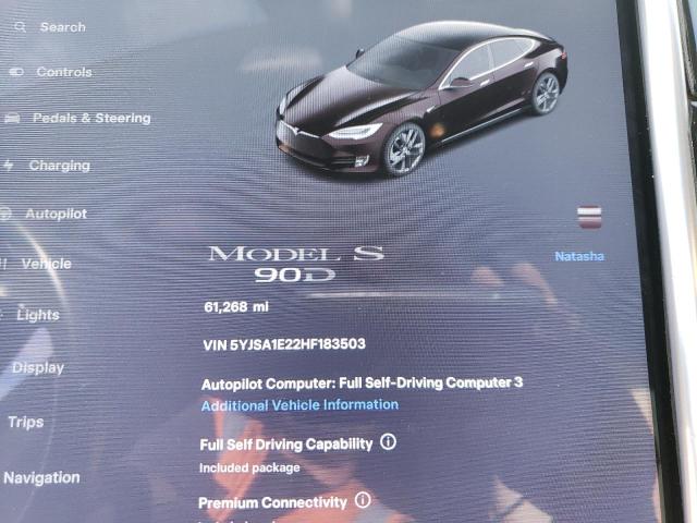 Photo 9 from auction – 2017 TESLA MODEL S with VIN 5YJSA1E22HF183503