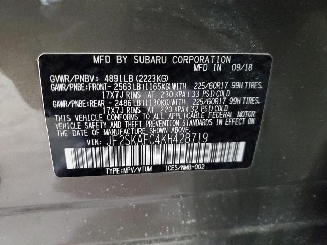 Photo 14 from auction – 2019 SUBARU FORESTER P with VIN JF2SKAEC4KH428719