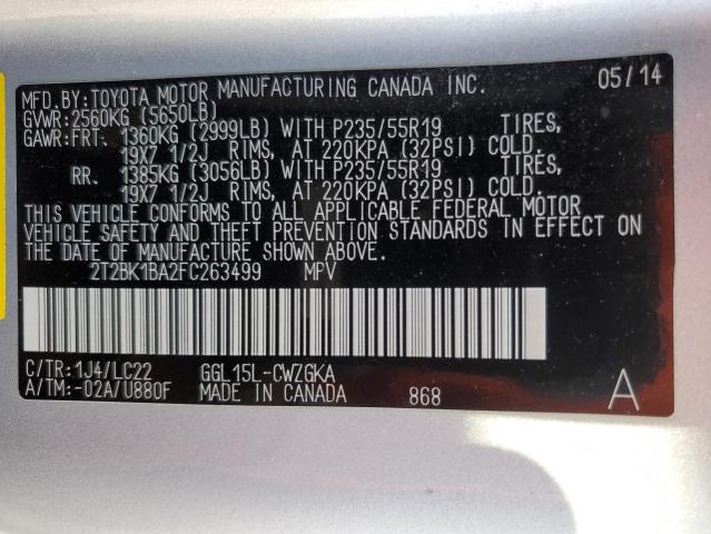Photo 14 from auction – 2015 LEXUS RX 350 BAS with VIN 2T2BK1BA2FC263499