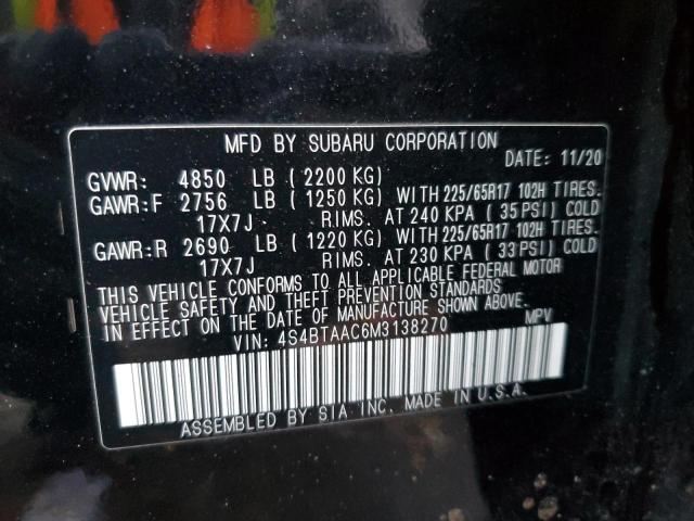 Photo 14 from auction – 2021 SUBARU OUTBACK with VIN 4S4BTAAC6M3138270