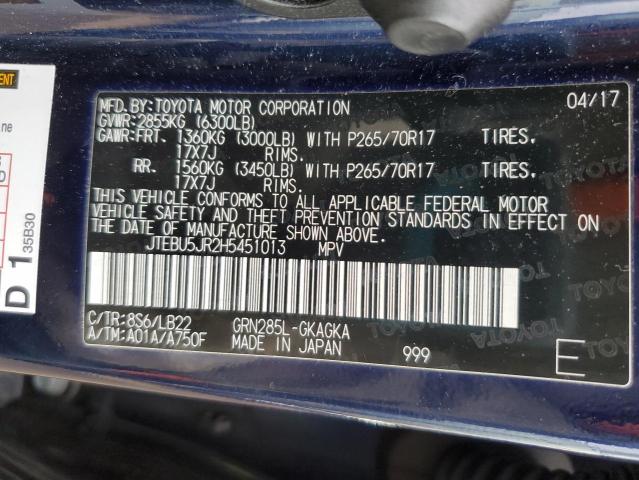 Photo 14 from auction – 2017 TOYOTA 4RUNNER SR with VIN JTEBU5JR2H5451013