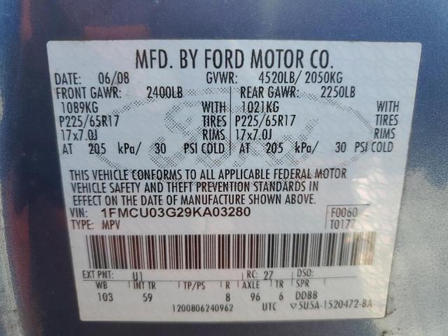 Photo 14 from auction – 2009 FORD ESCAPE XLT with VIN 1FMCU03G29KA03280