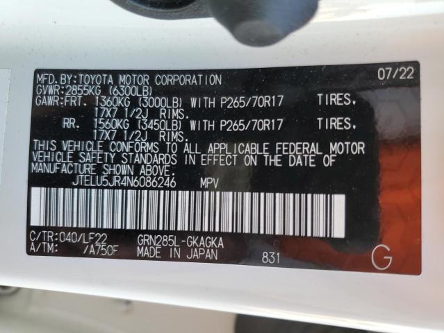 Photo 14 from auction – 2022 TOYOTA 4RUNNER SR with VIN JTELU5JR4N6086246