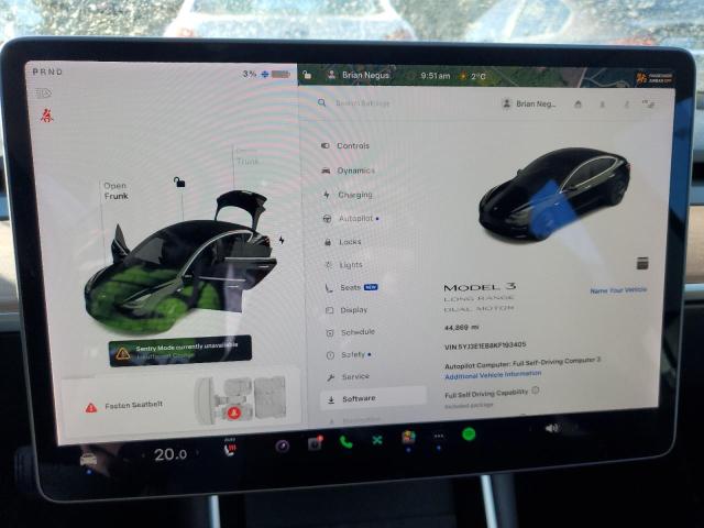 Photo 9 from auction – 2019 TESLA MODEL 3 with VIN 5YJ3E1EB8KF193405