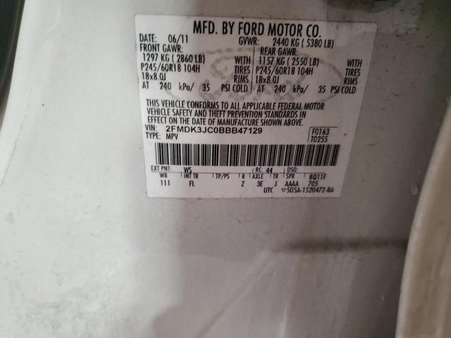 Photo 14 from auction – 2011 FORD EDGE SEL with VIN 2FMDK3JC0BBB47129