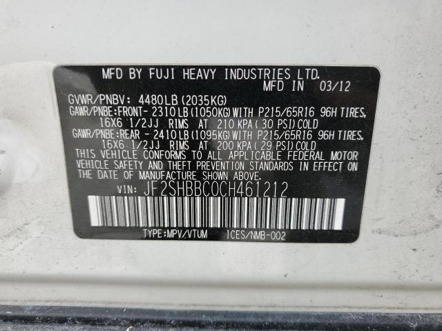 Photo 14 from auction – 2012 SUBARU FORESTER 2 with VIN JF2SHBBC0CH461212